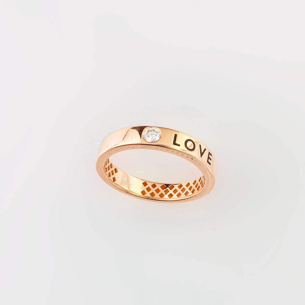 Кольцо с бриллиантом из красного золота 585 пробы