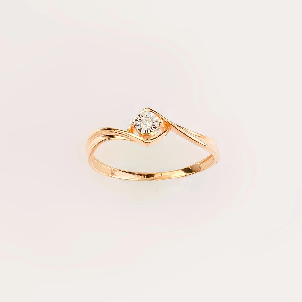 Кольцо с бриллиантом из красного золота 585 пробы