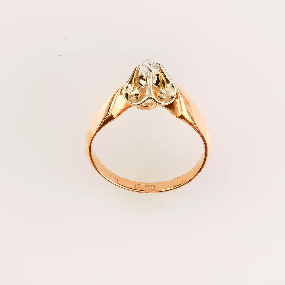 Кольцо с бриллиантом из красного золота 583 пробы