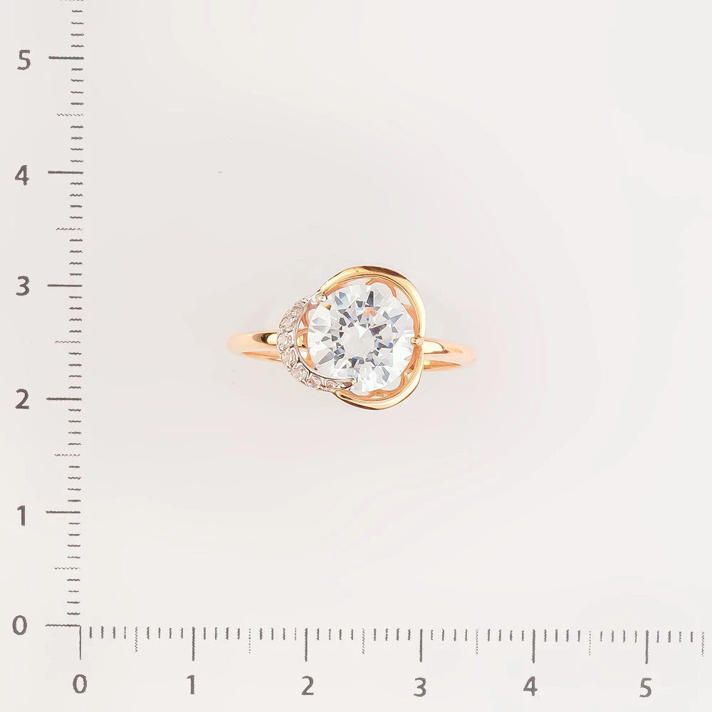 Кольцо с фианитом из красного золота 585 пробы