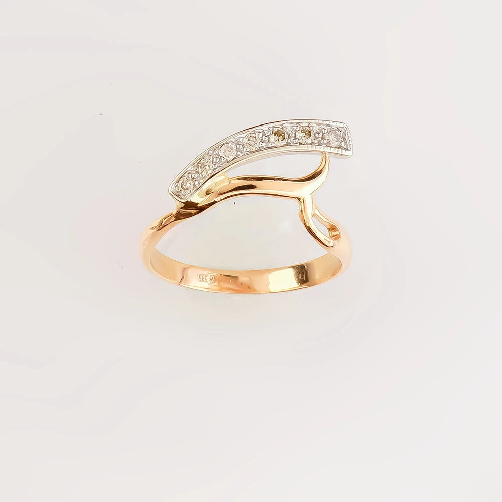 Кольцо с бриллиантом из красного золота 585 пробы