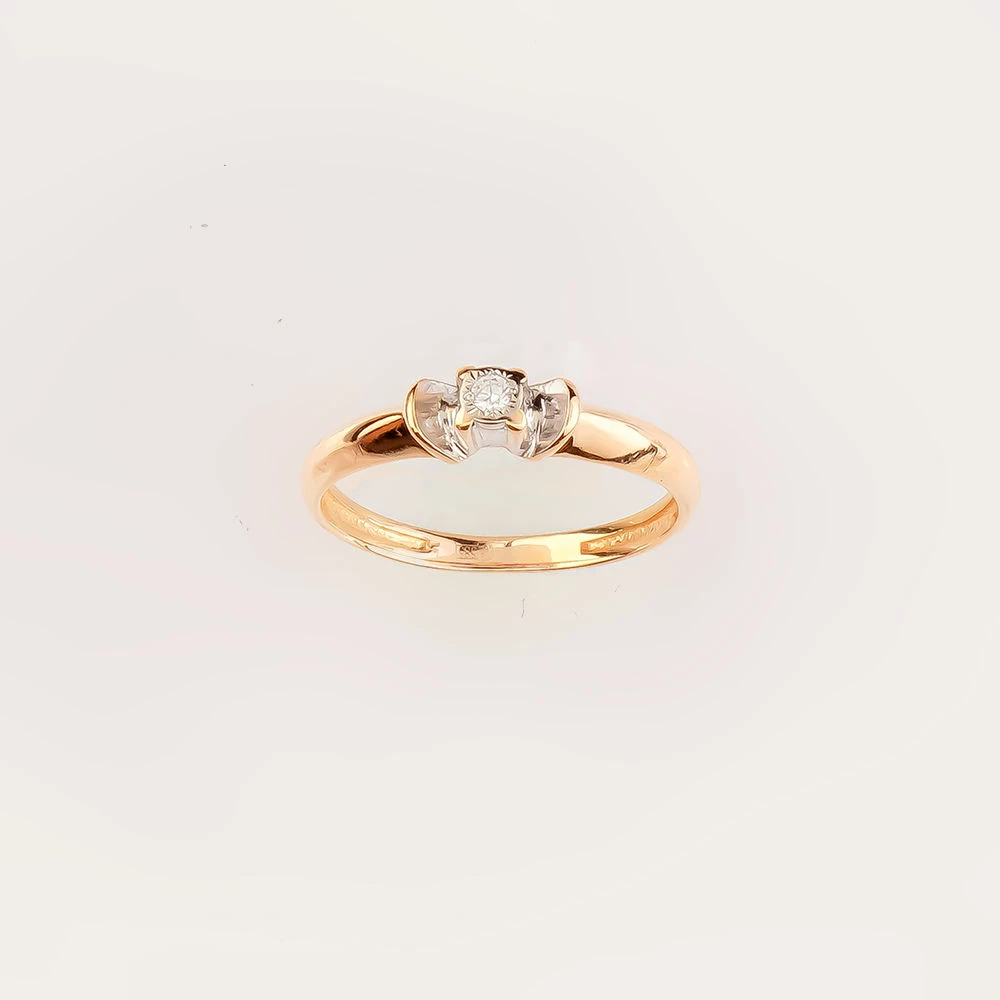 Кольцо с бриллиантом из красного золота 585 пробы