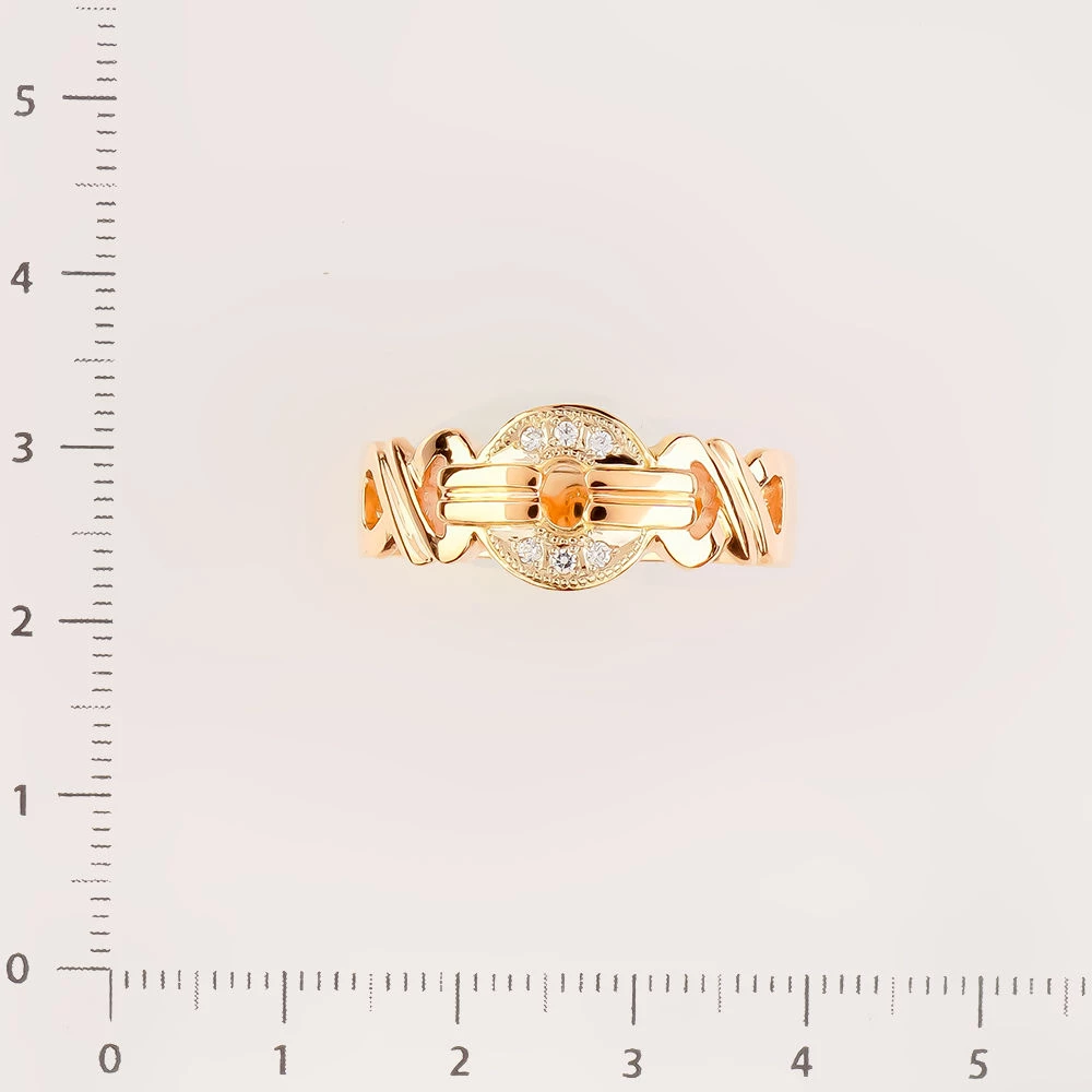 Кольцо с фианитом из красного золота 585 пробы