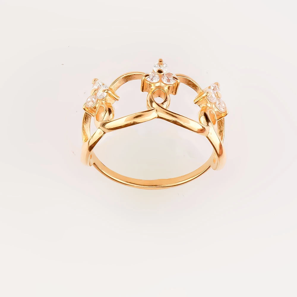 Кольцо с фианитом из красного золота 585 пробы