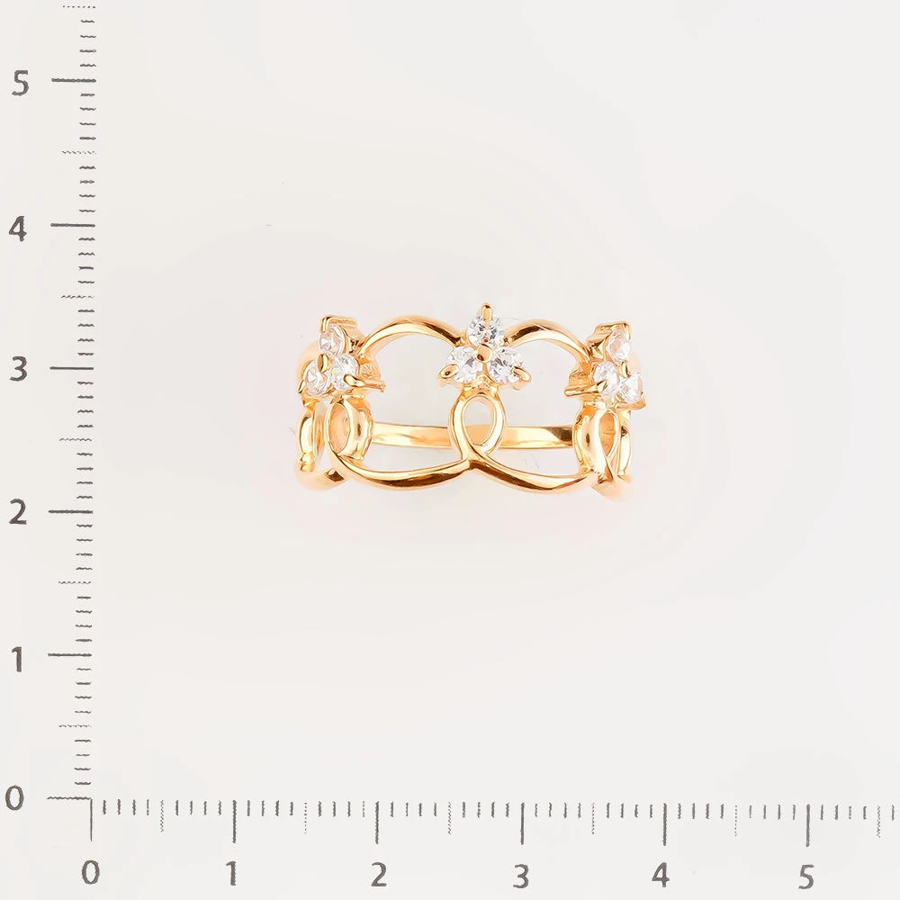 Кольцо с фианитом из красного золота 585 пробы