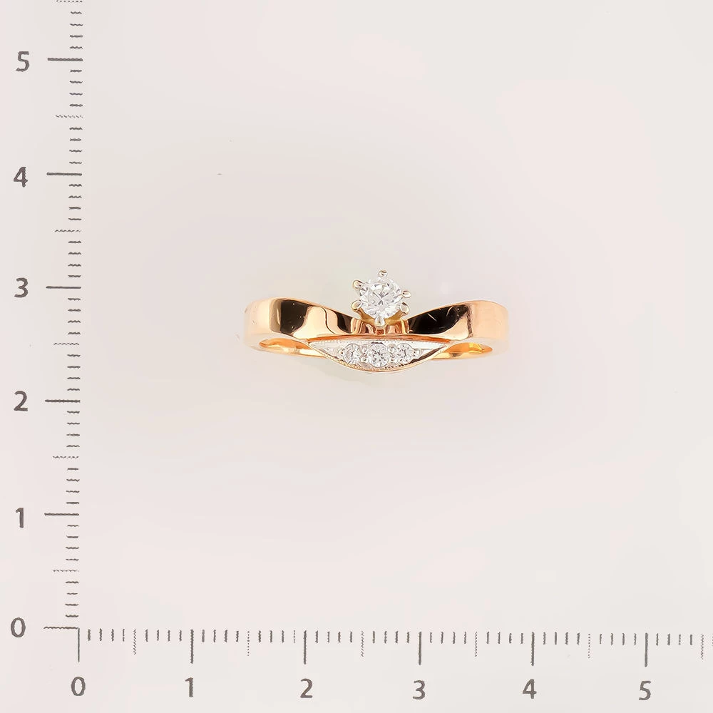 Кольцо с фианитом из красного золота 585 пробы