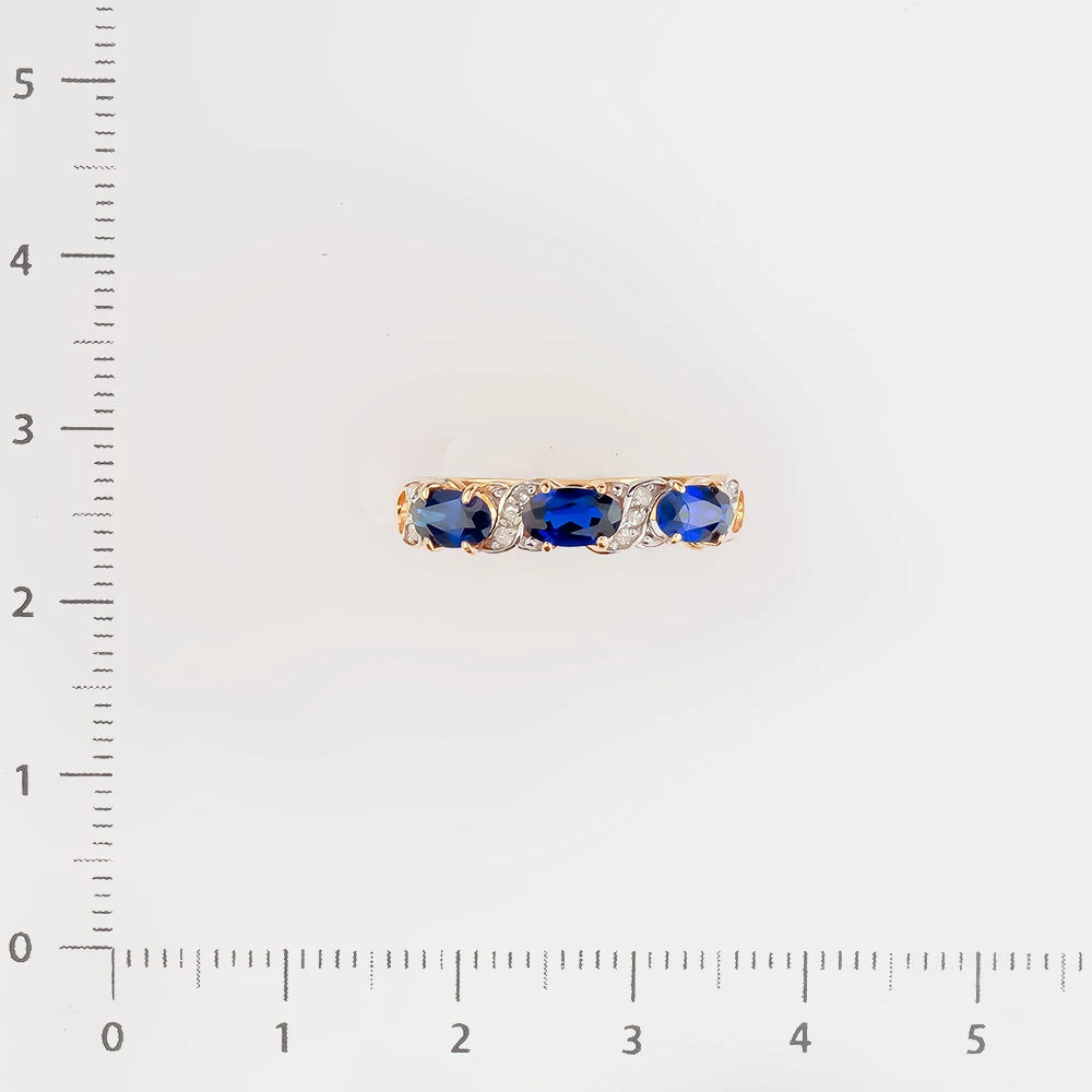 Кольцо с сапфиром синтетическим из красного золота 585 пробы