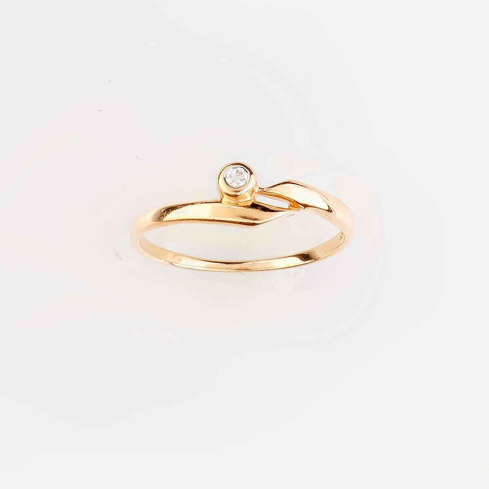 Кольцо с бриллиантом из красного золота 585 пробы