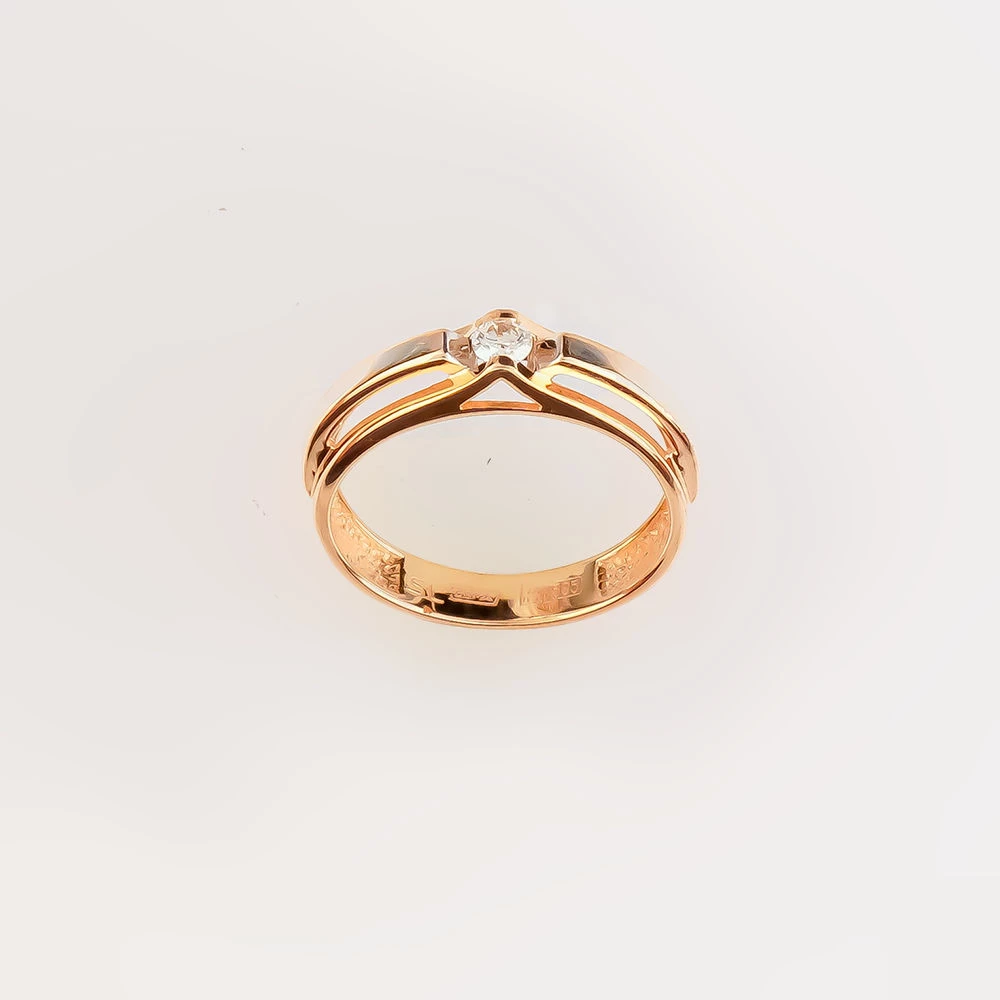 Кольцо с бриллиантом из красного золота 585 пробы