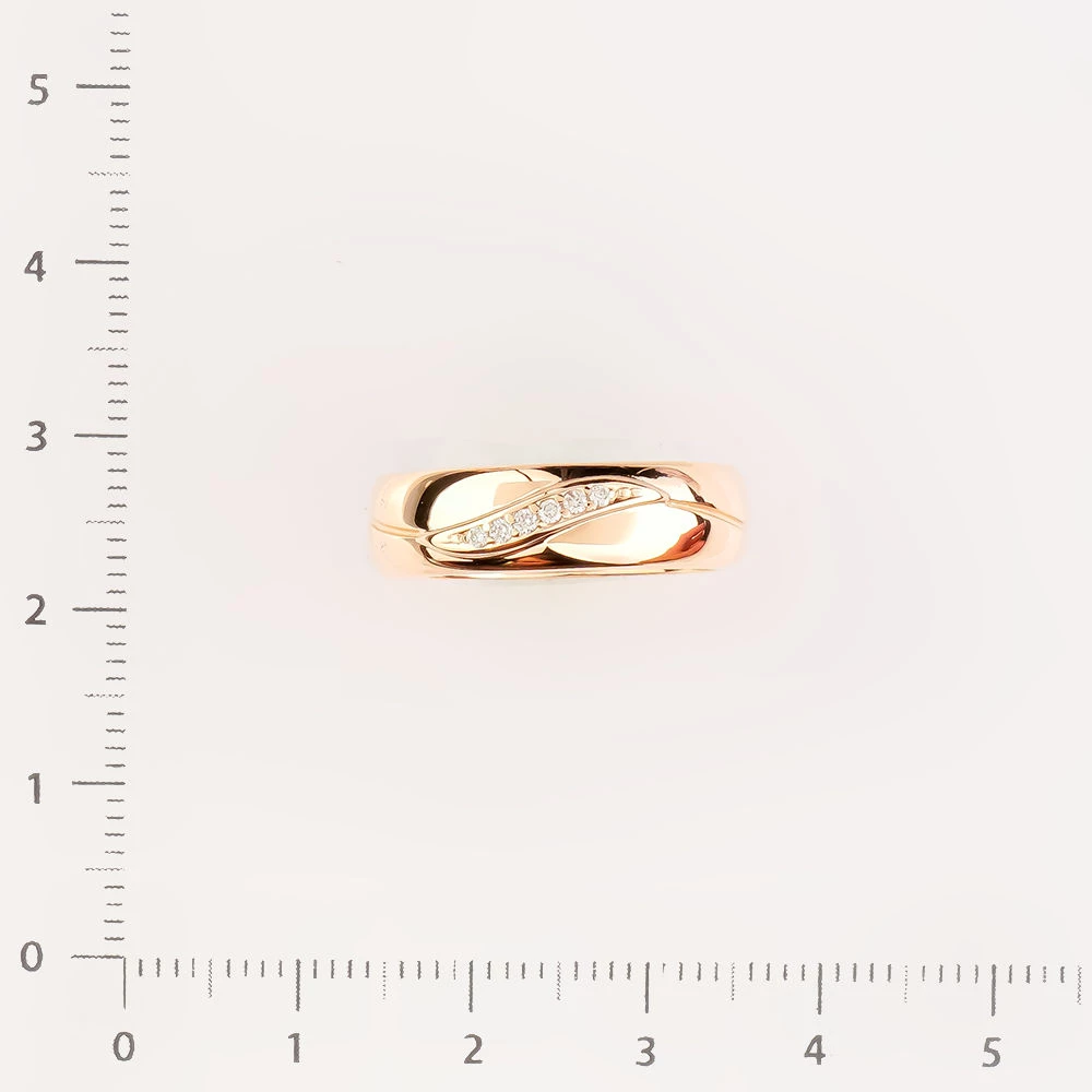 Кольцо обручальное с бриллиантом из красного золота 585 пробы