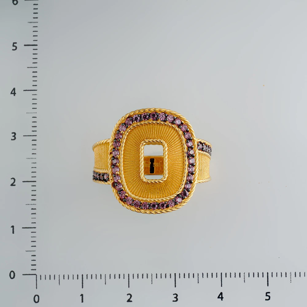 Кольцо с фианитом из желтого золота 585 пробы