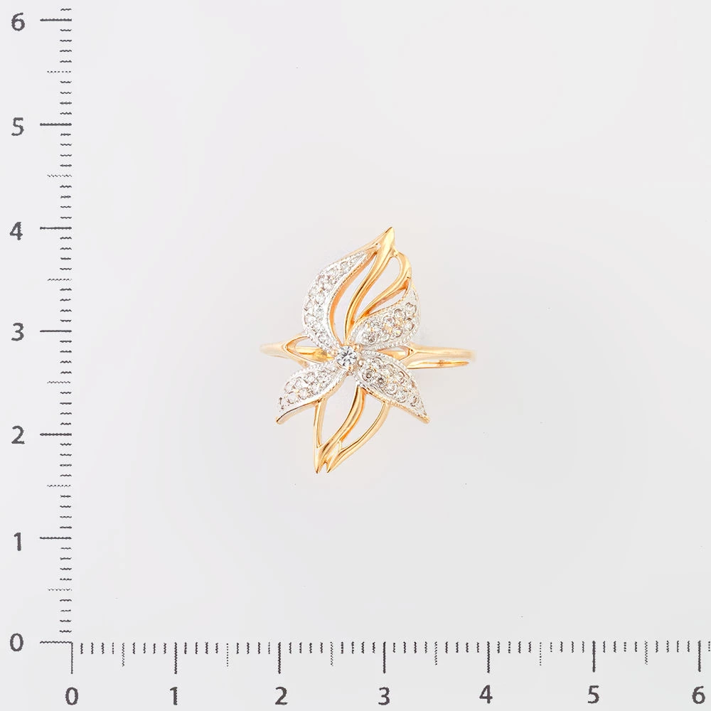 Кольцо с фианитом из красного золота 585 пробы