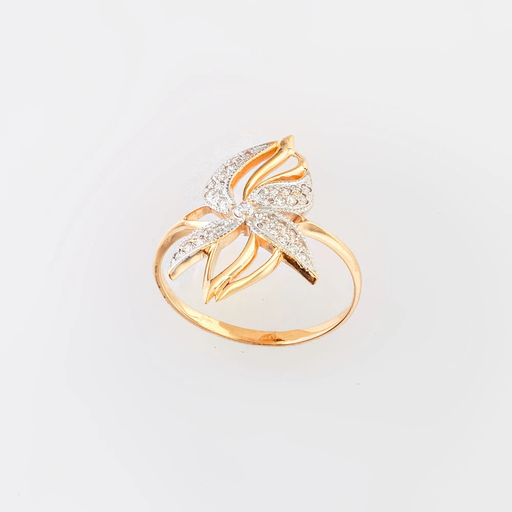 Кольцо с фианитом из красного золота 585 пробы