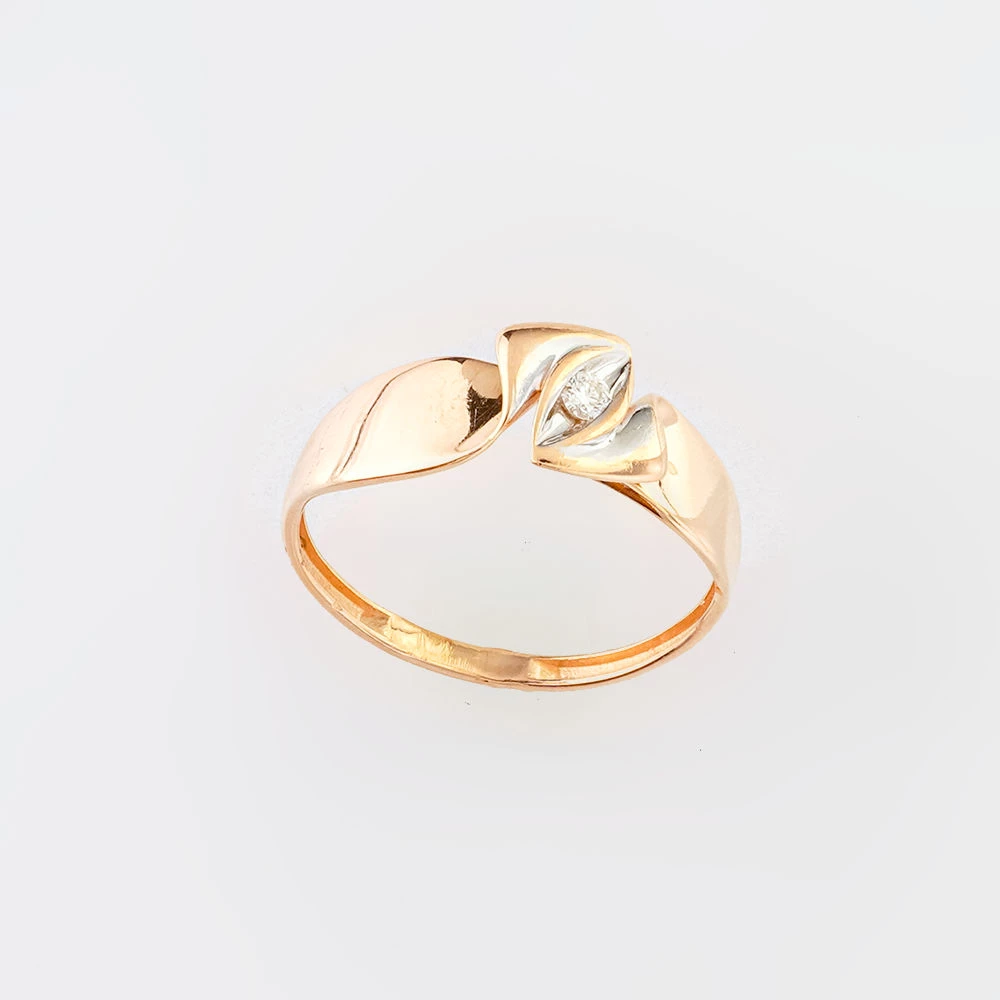 Кольцо с бриллиантом из красного золота 585 пробы