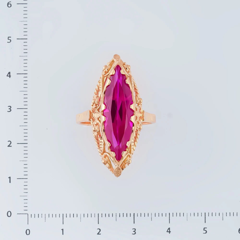 Кольцо с фианитом из красного золота 583 пробы