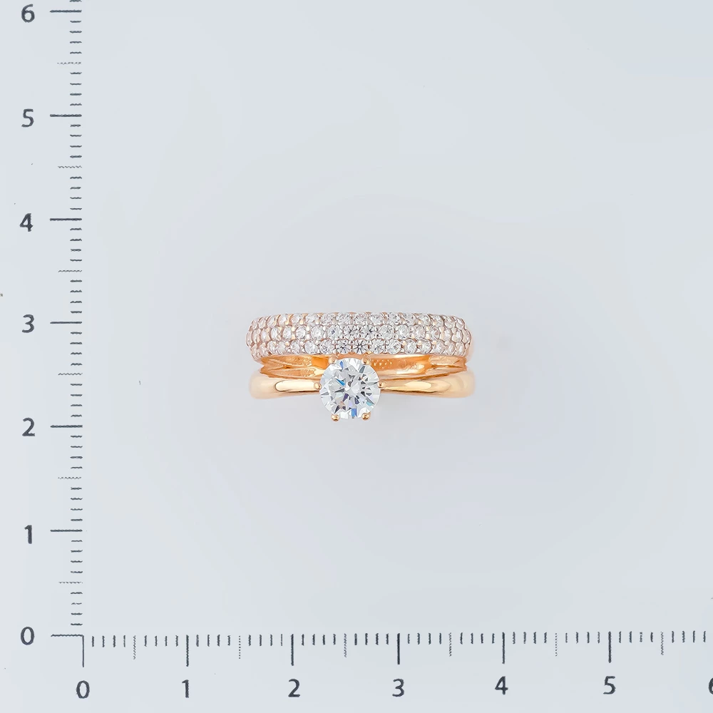 Кольцо с фианитом из красного золота 585 пробы