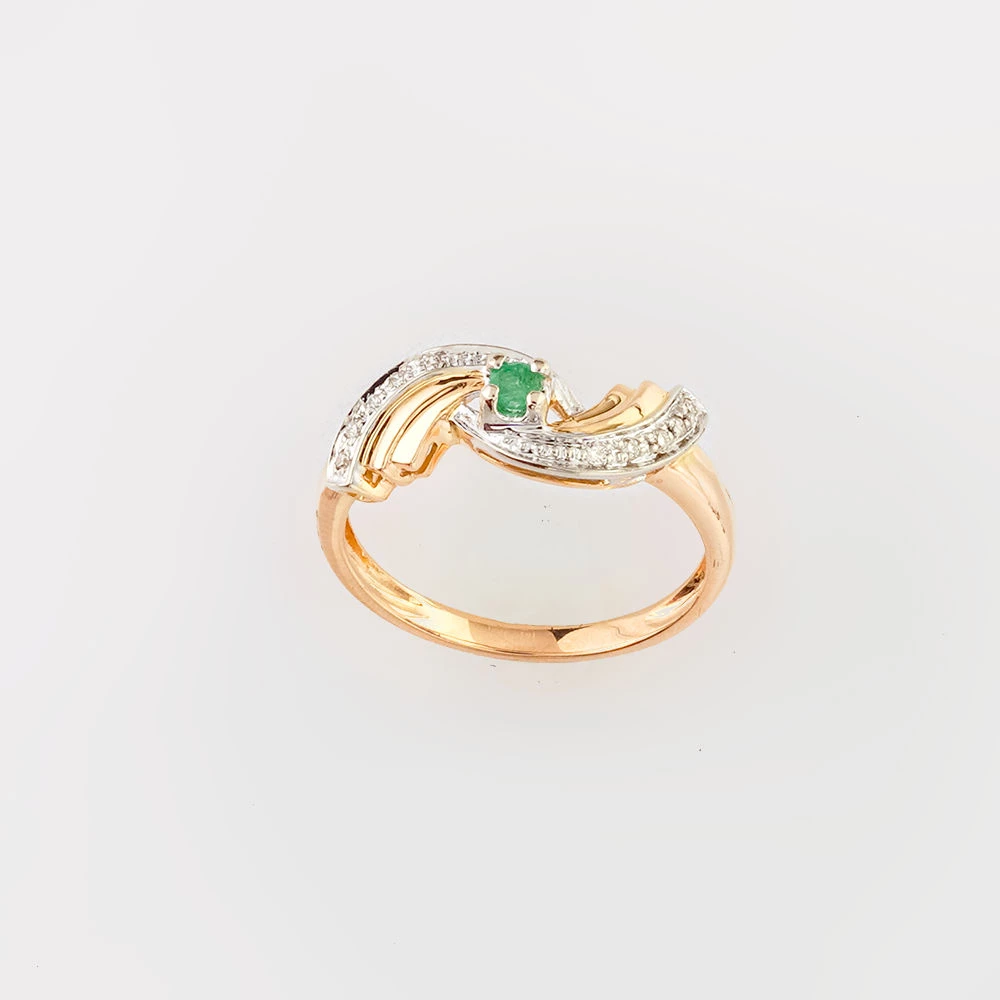 Кольцо с изумрудом из красного золота 585 пробы