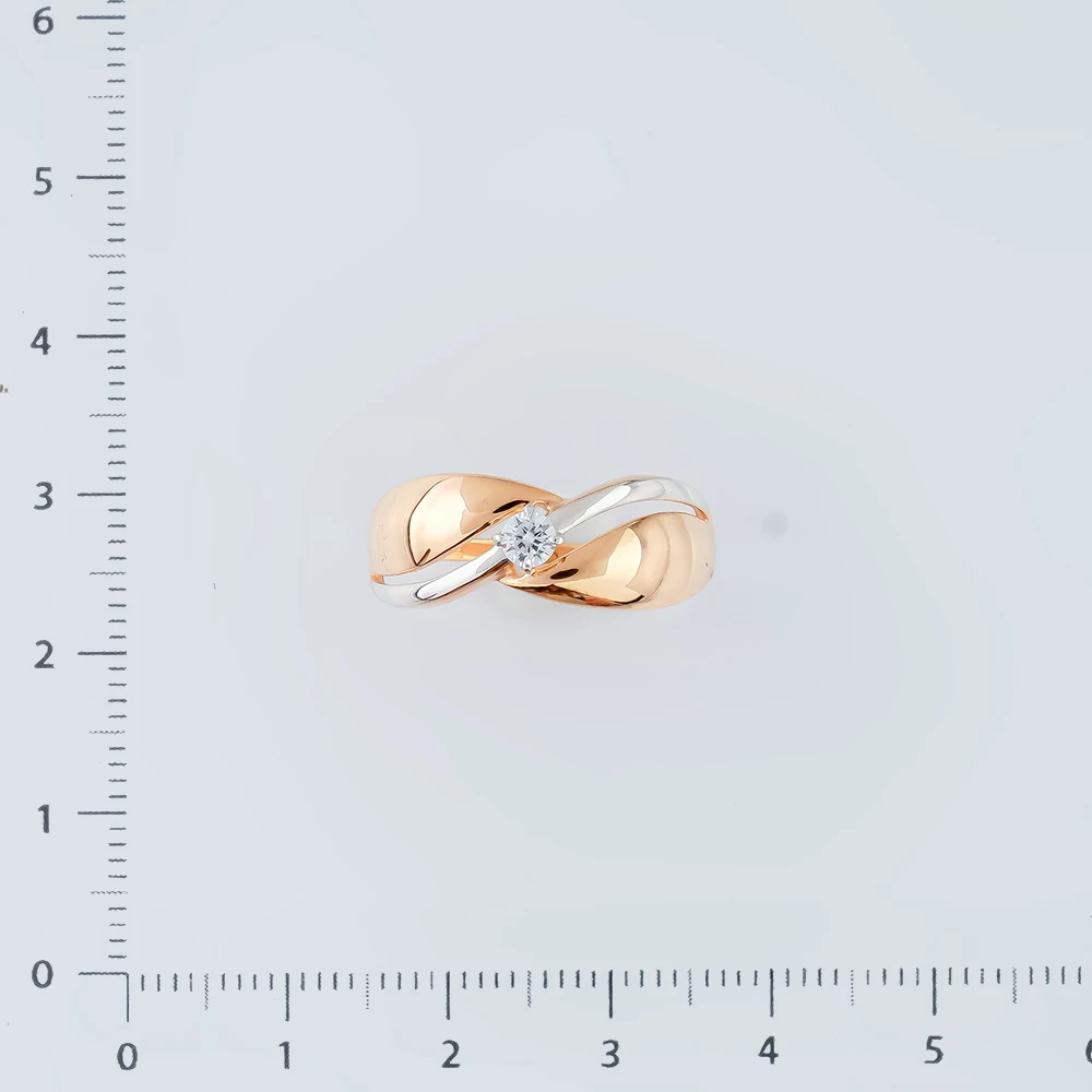 Кольцо с фианитом из красного золота 585 пробы