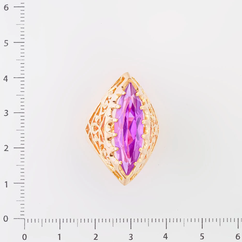 Кольцо с фианитом из красного золота 583 пробы