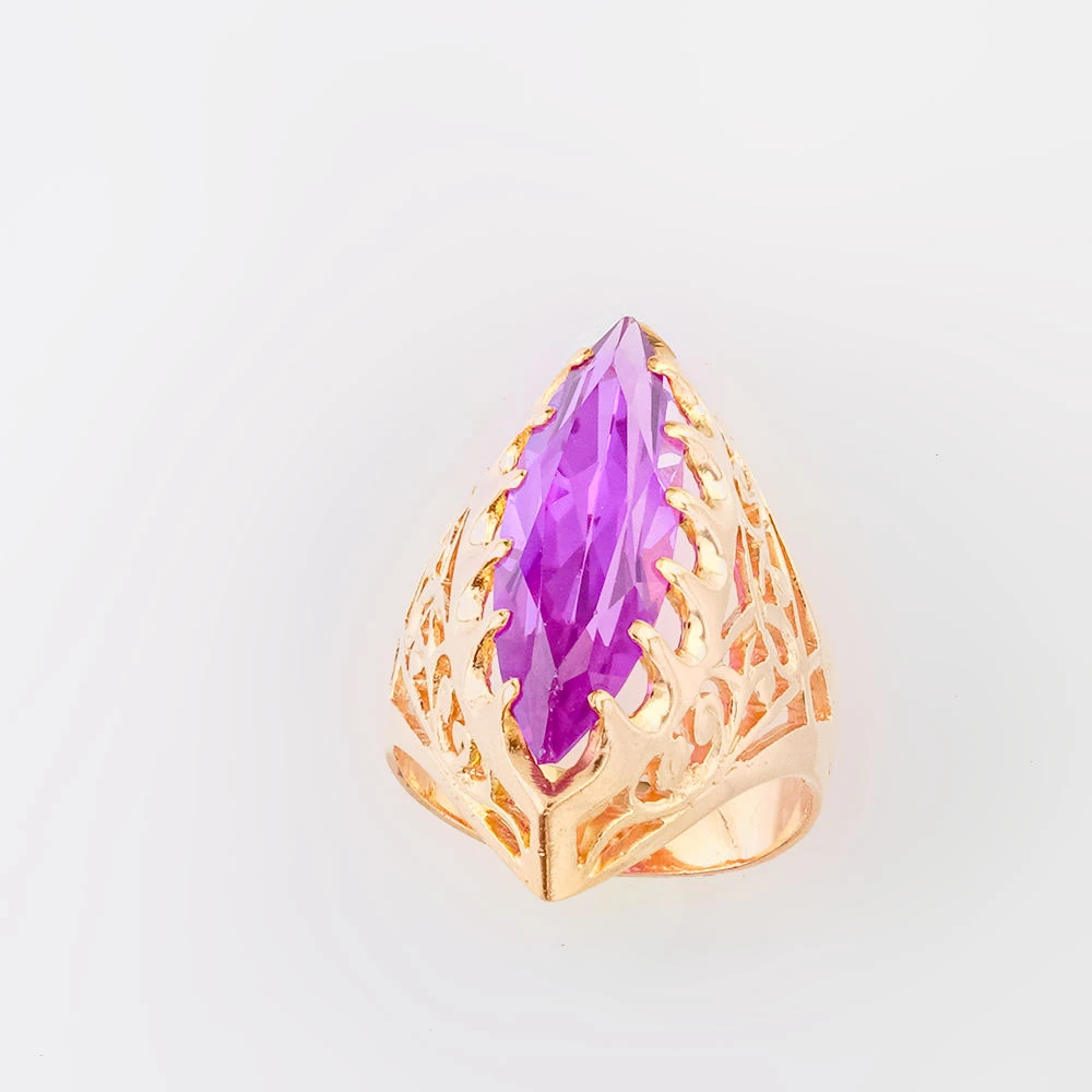 Кольцо с фианитом из красного золота 583 пробы