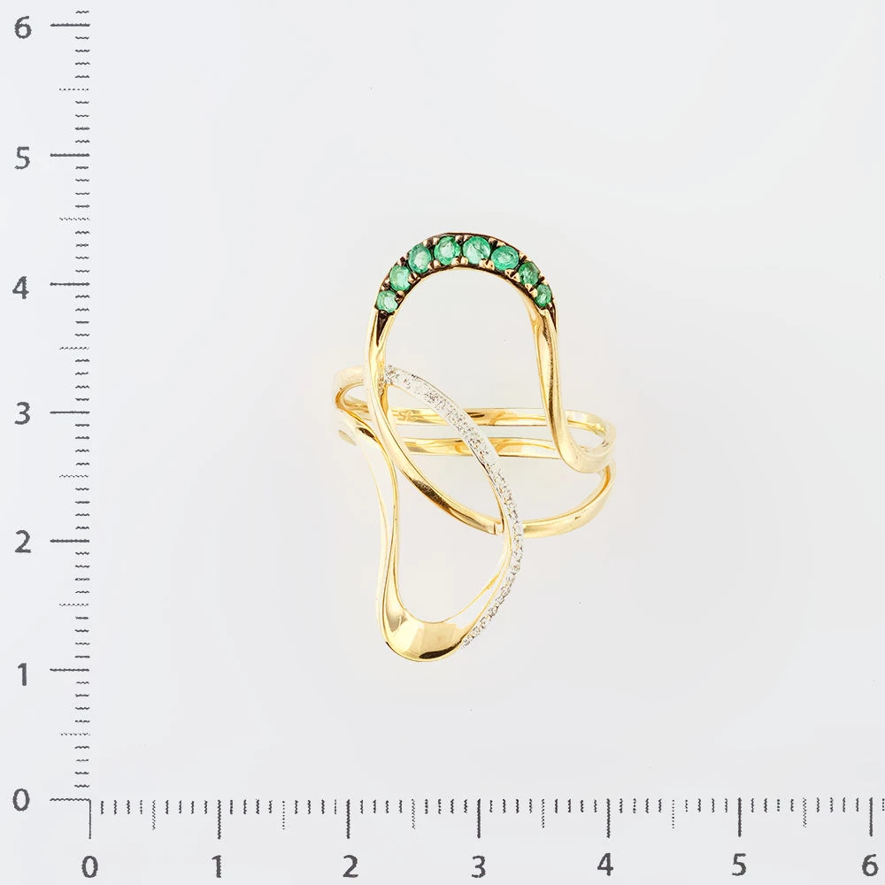 Кольцо с изумрудом из желтого золота 585 пробы