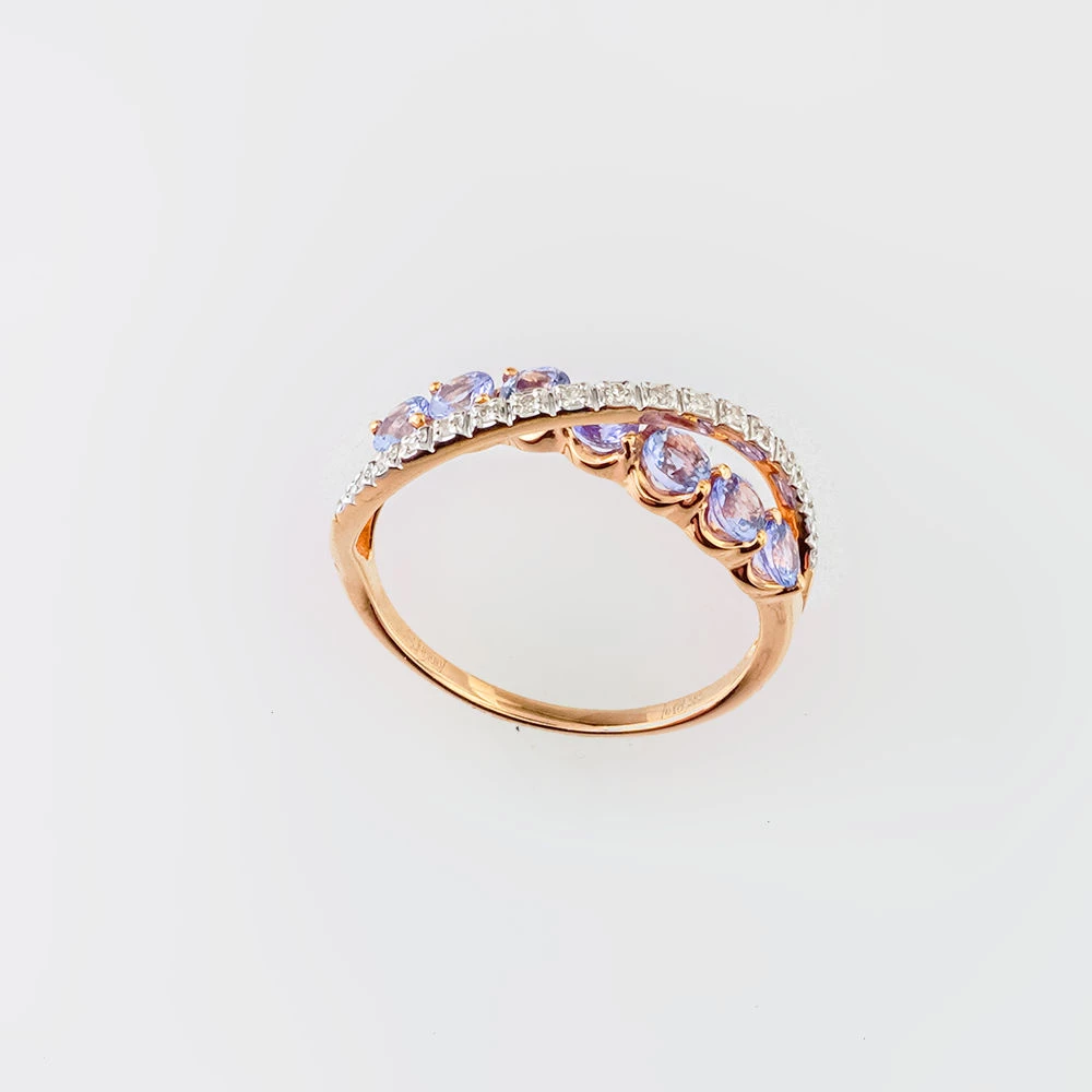 Кольцо с танзанитом из красного золота 585 пробы