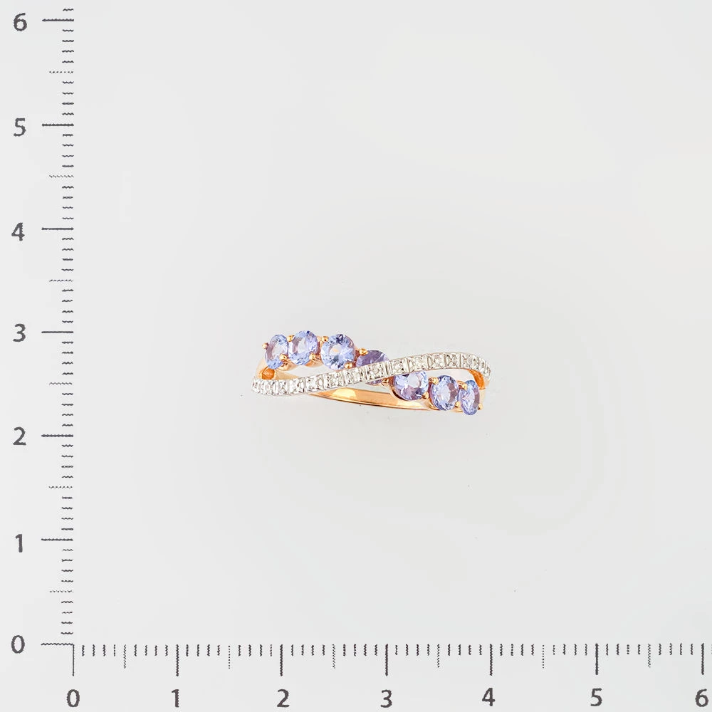 Кольцо с танзанитом из красного золота 585 пробы