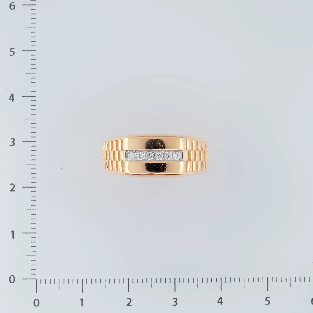 Кольцо с фианитом из красного золота 585 пробы