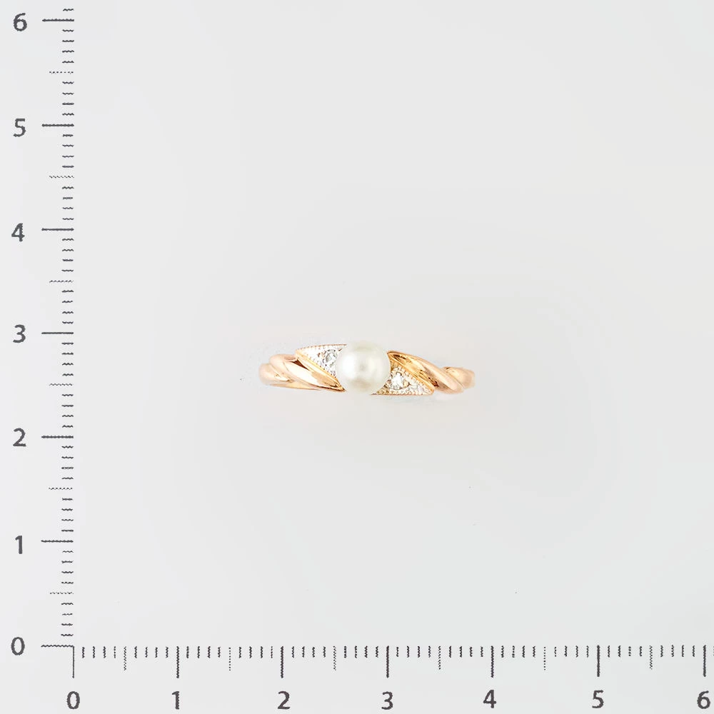 Кольцо с культивированным жемчугом из красного золота 585 пробы