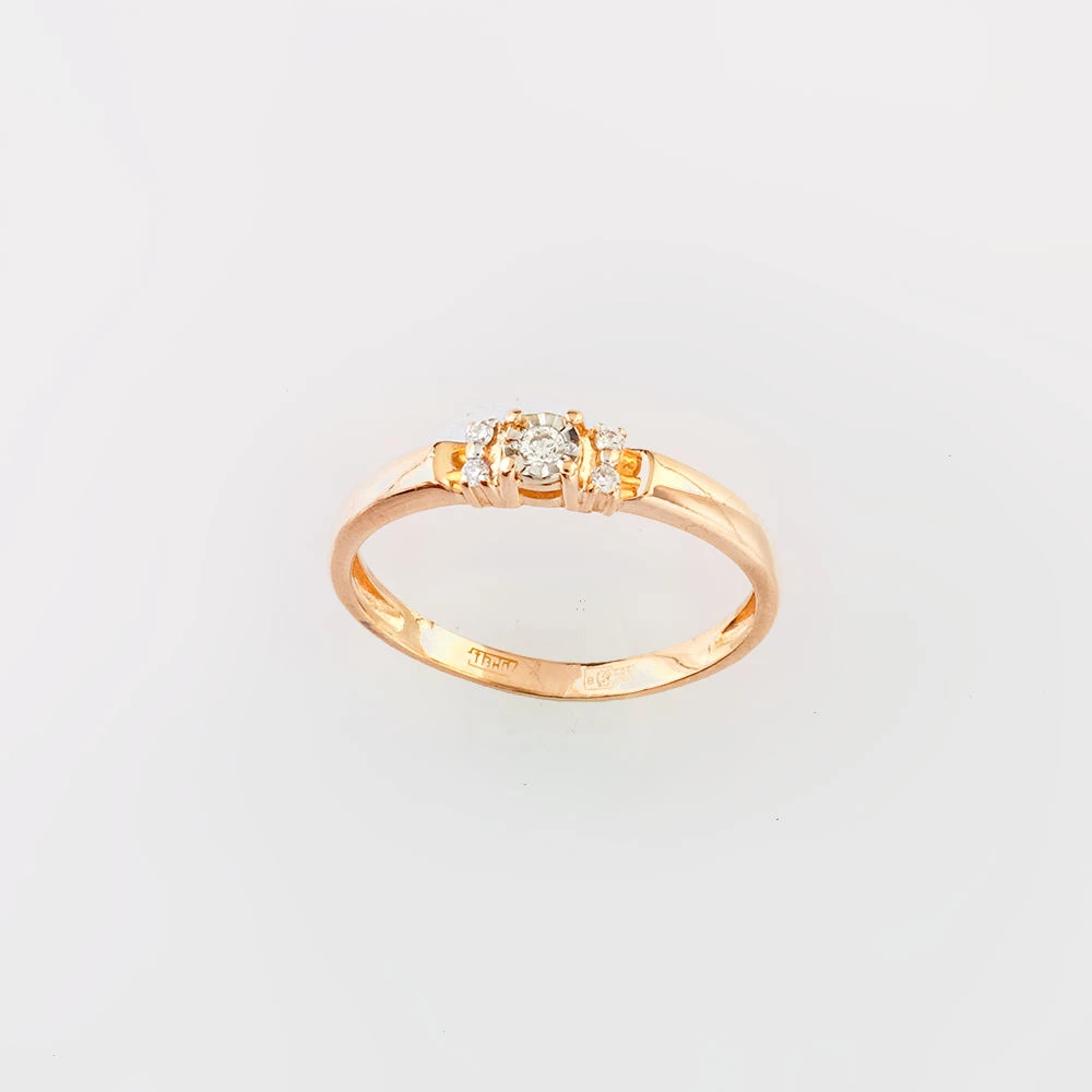 Кольцо с бриллиантом из красного золота 585 пробы