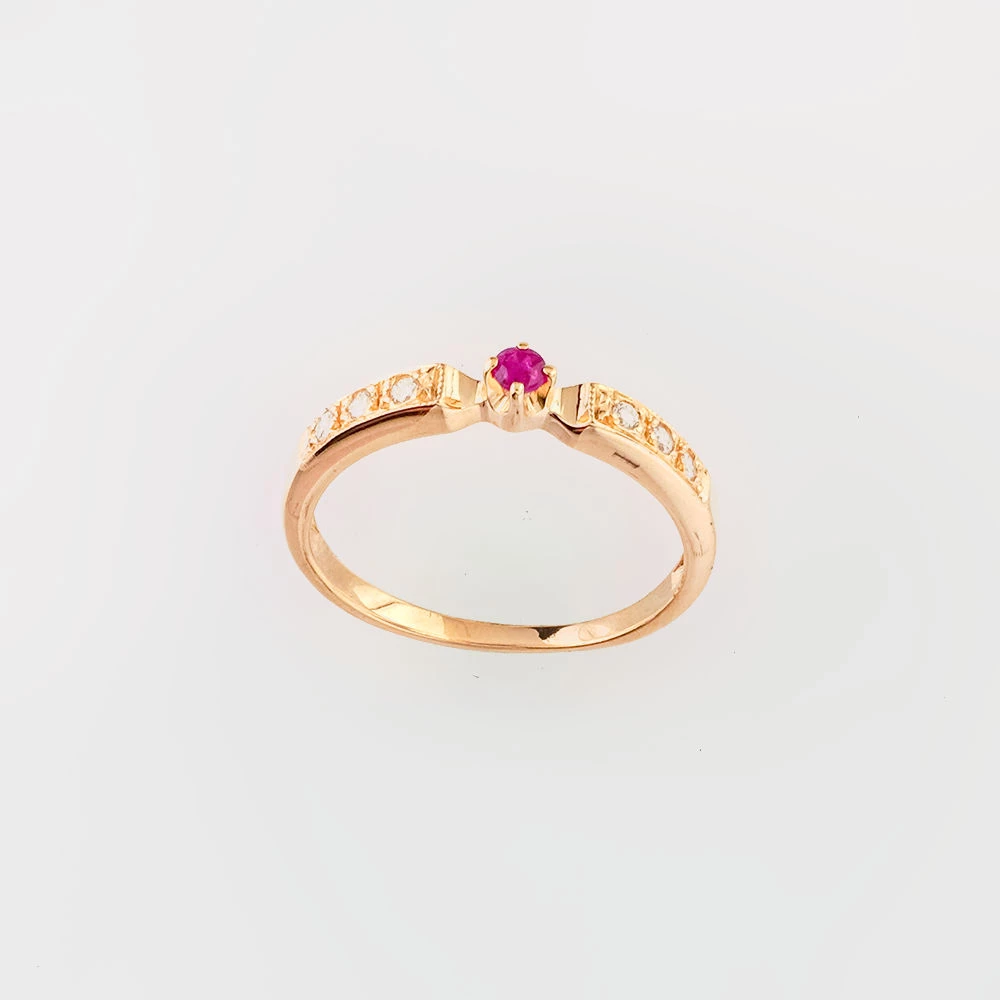 Кольцо с рубином из красного золота 585 пробы