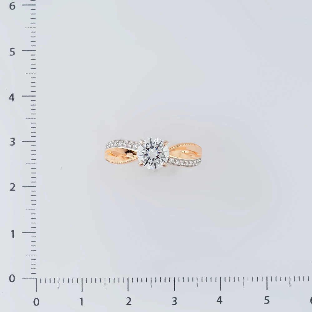 Кольцо с фианитом из красного золота 585 пробы