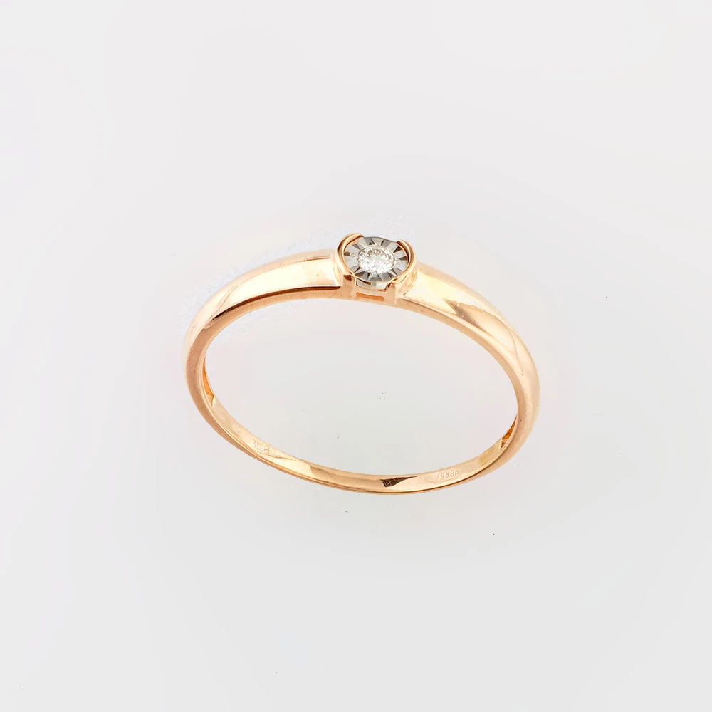 Кольцо с бриллиантом из красного золота 585 пробы