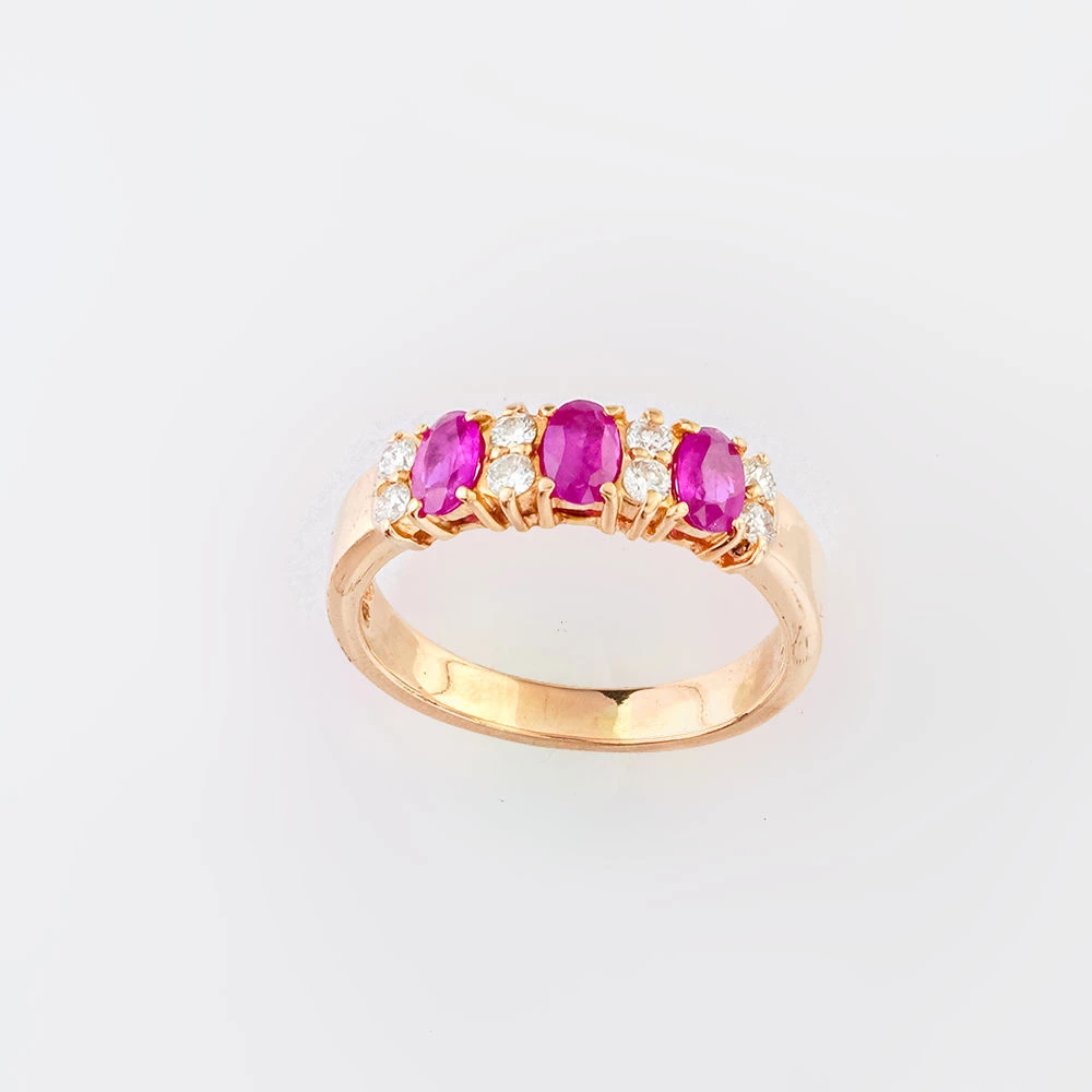 Кольцо с рубином из красного золота 585 пробы