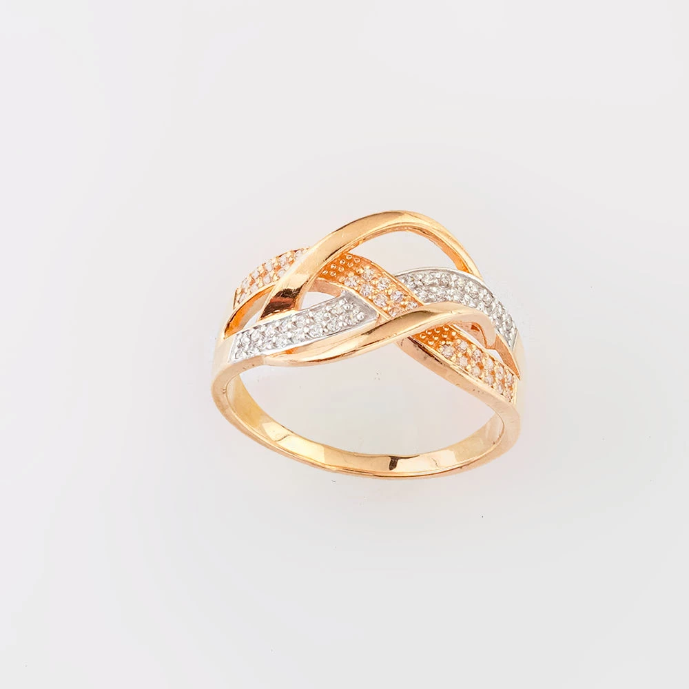 Кольцо с фианитом из красного золота 585 пробы