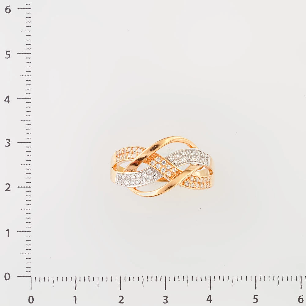 Кольцо с фианитом из красного золота 585 пробы