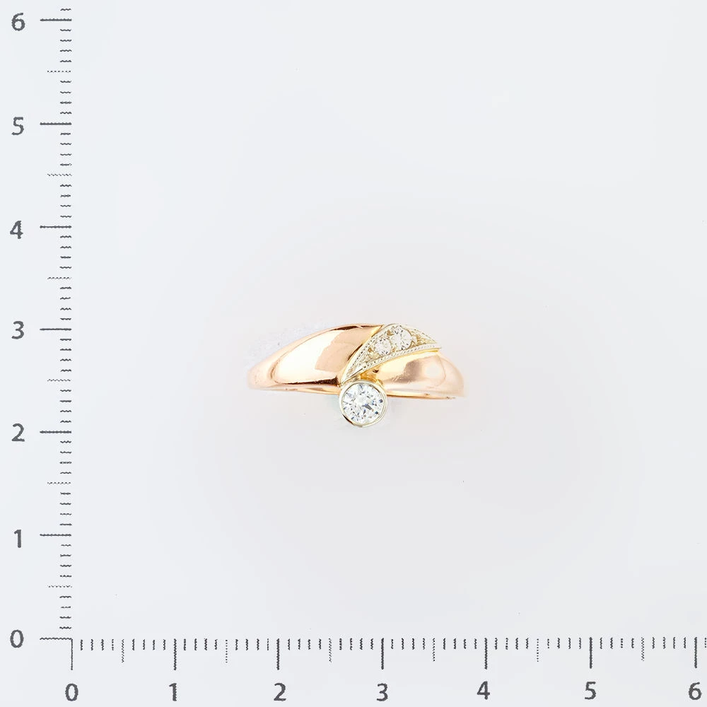 Кольцо с фианитом из красного золота 585 пробы