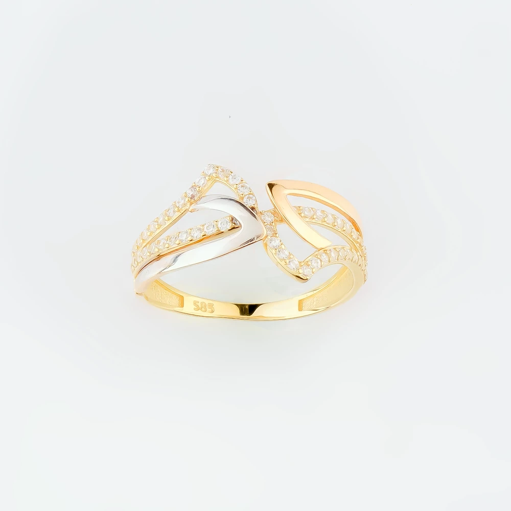 Кольцо с фианитом из красного золота 585 пробы