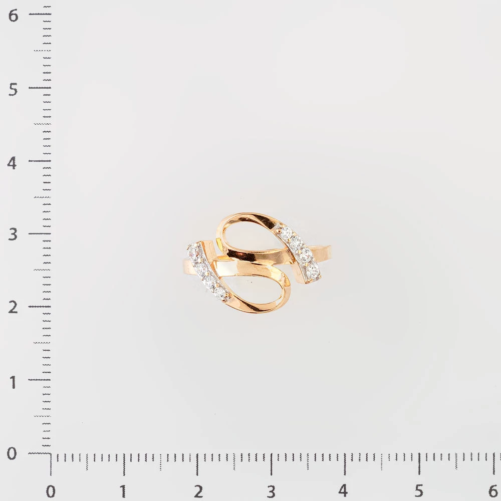 Кольцо с фианитом из красного золота 585 пробы