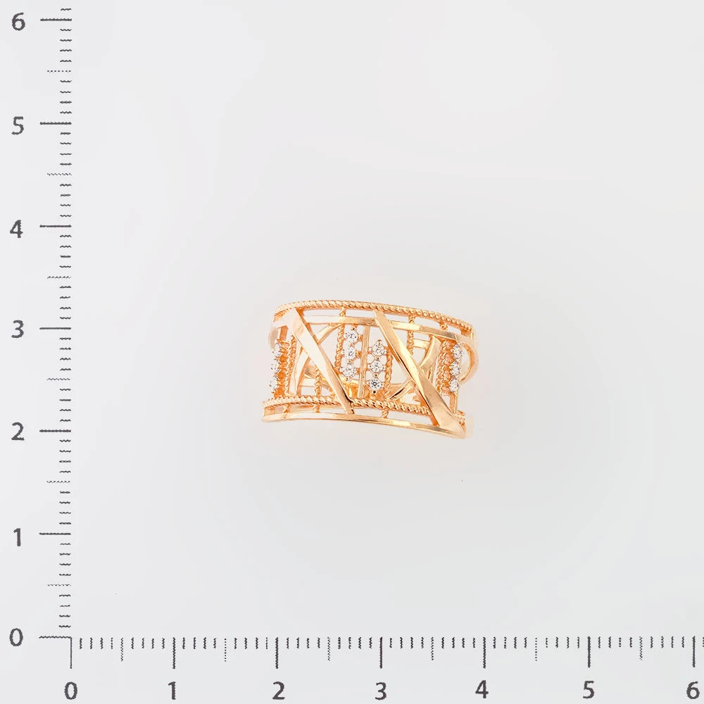 Кольцо с фианитом из красного золота 585 пробы