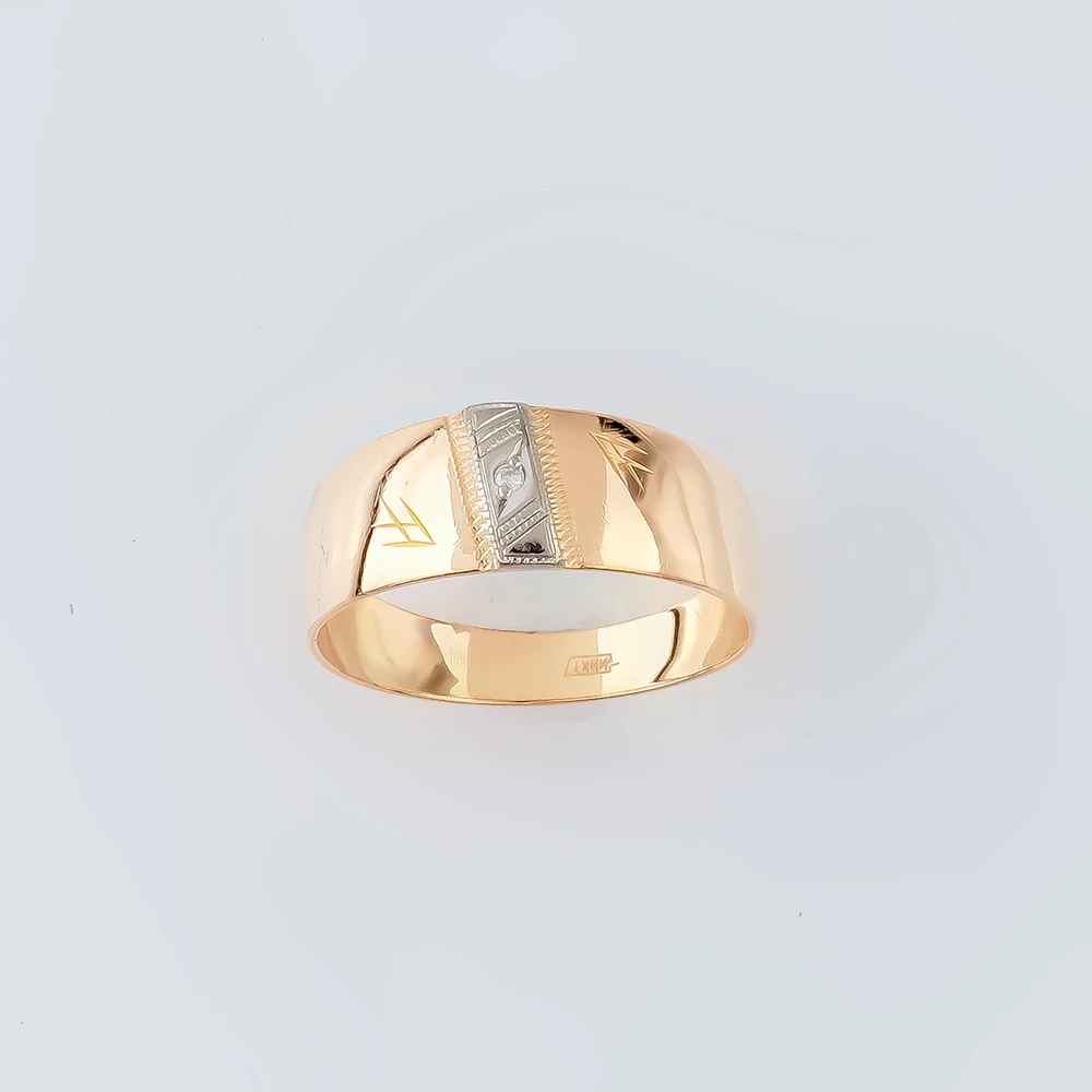 Кольцо с бриллиантом из красного золота 585 пробы