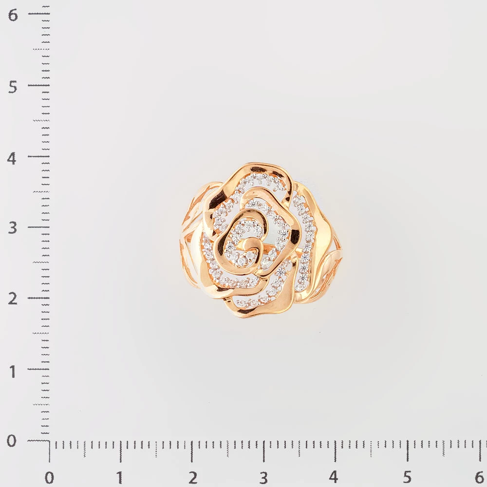 Кольцо с фианитом из красного золота 585 пробы