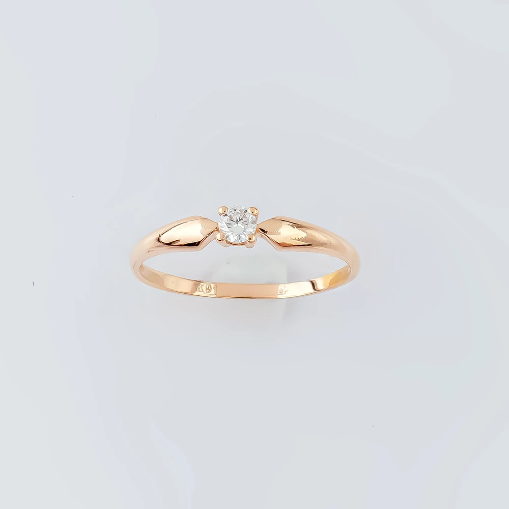 Кольцо с бриллиантом из красного золота 585 пробы