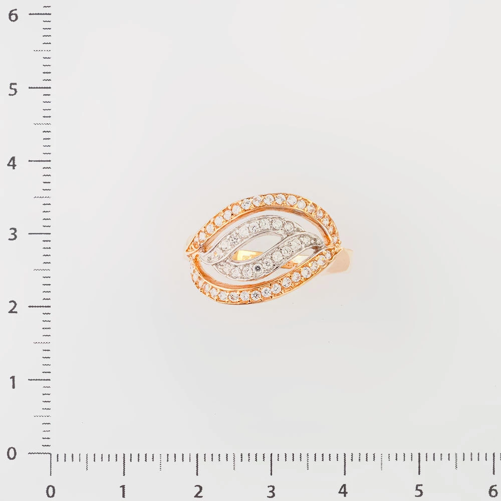 Кольцо с фианитом из красного золота 585 пробы