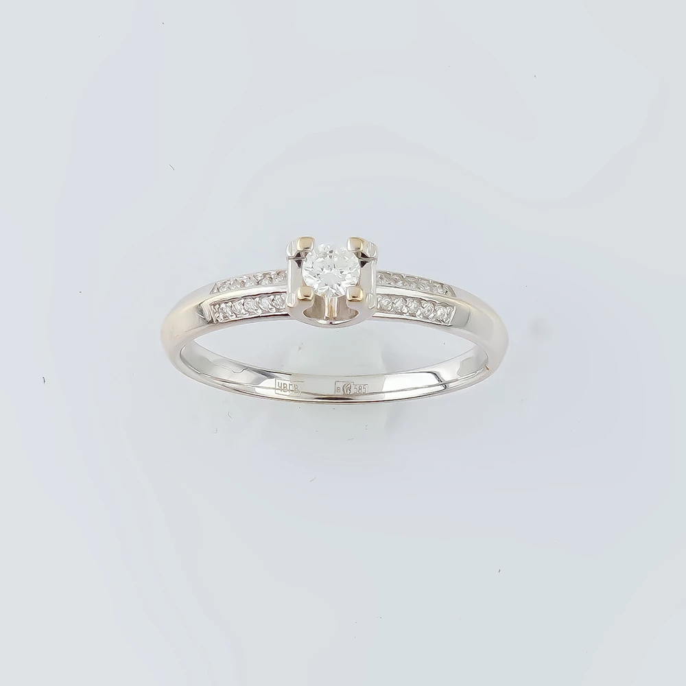 Кольцо с бриллиантом из белого золота 585 пробы