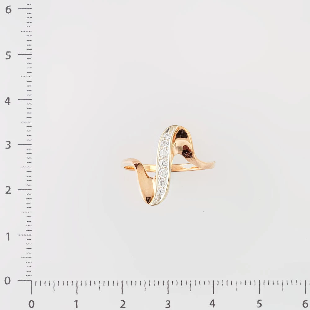 Кольцо с фианитом из красного золота 585 пробы