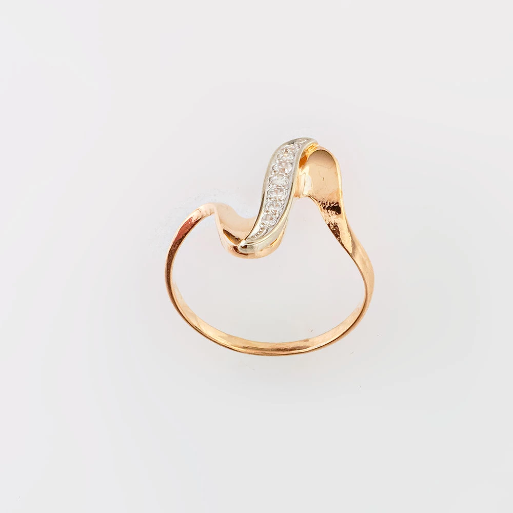 Кольцо с фианитом из красного золота 585 пробы