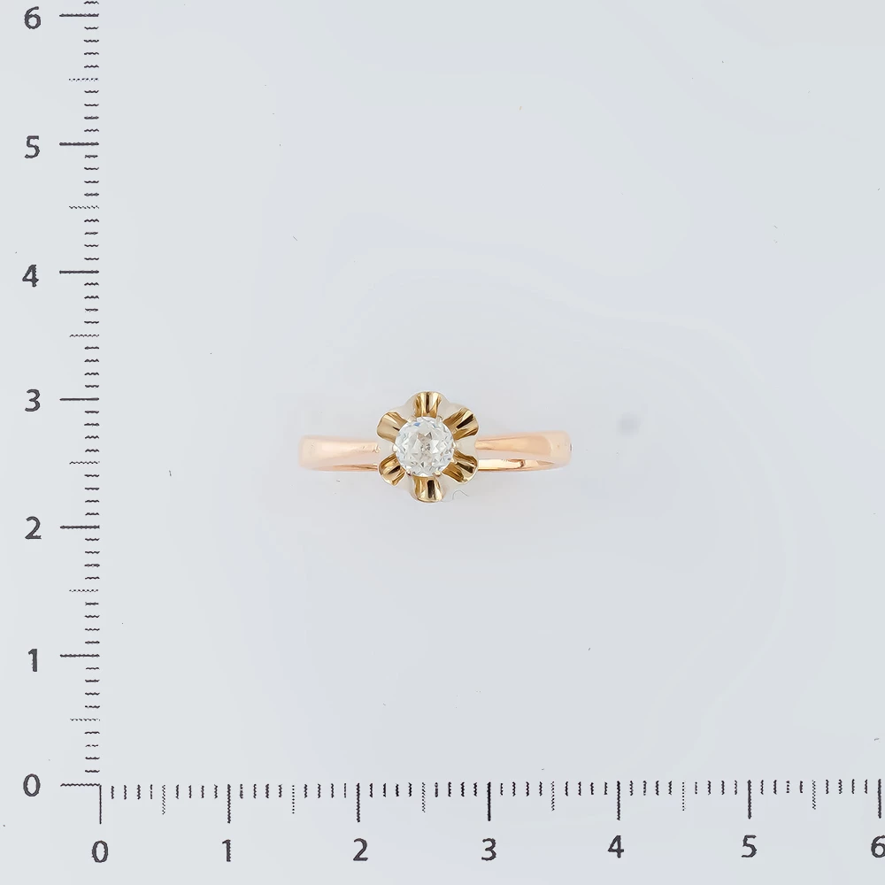 Кольцо с фианитом из красного золота 583 пробы