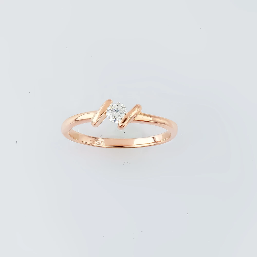 Кольцо с бриллиантом из красного золота 585 пробы