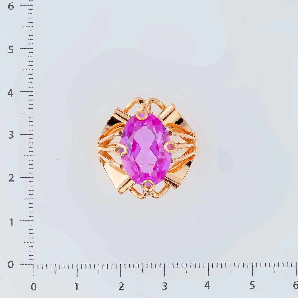 Кольцо с фианитом из красного золота 583 пробы